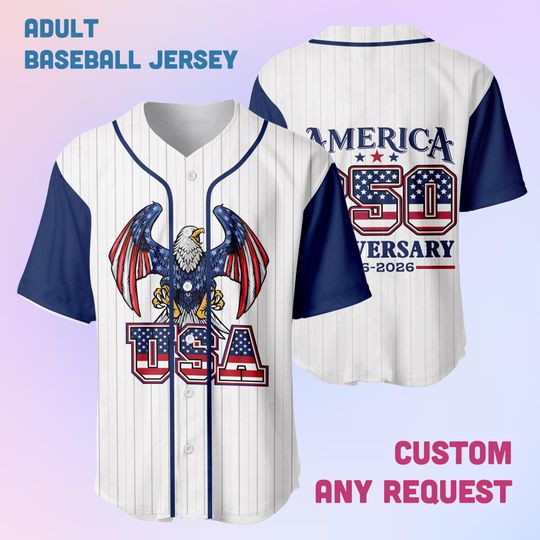 Discover Custom America 250th Anniversary Baseball Jersey, Personalized USA Semiquincentennial Shirt, 1776-2026 Patriotic Eagle Jersey