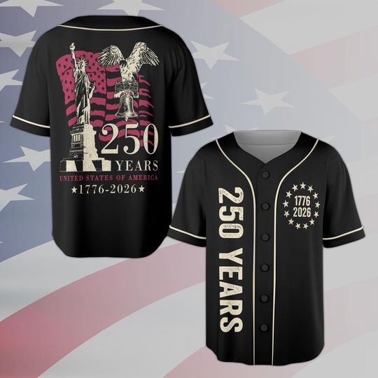 Discover USA 250 Years Baseball Jersey For Men Patriotic 1776 2026 American Flag Independence Anniversary Vintage Style