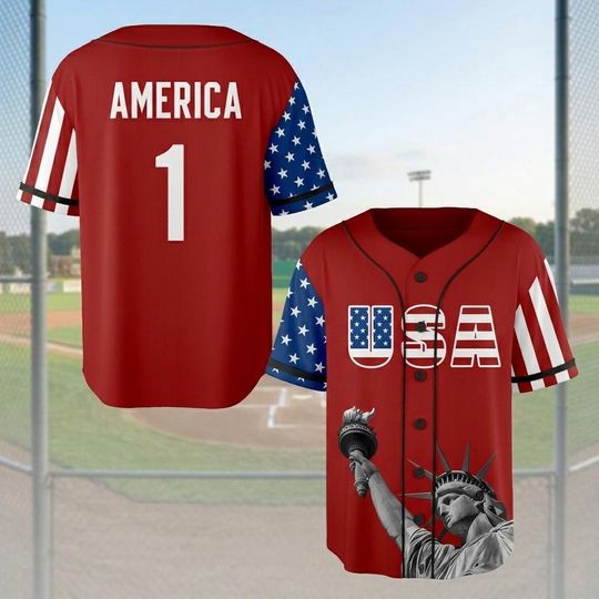 Personalized USA 250th Anniversary Statue Of Liberty Baseball Jersey, 4th of July America Shirt