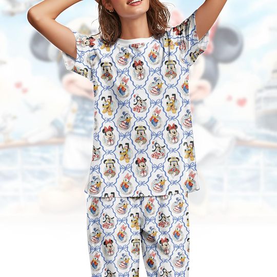 Disney Cruise T-Shirt & Pants PJs, Mickey Minnie Nautical Pajamas Set, Donald Sailor Matching Wear, Disney Vacation Outfit, Gift For He
