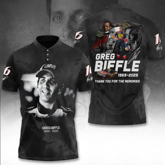 Discover Greg Biffle 16 Rest In Peace 1969-2025 Unisex 3D Polo Shirt