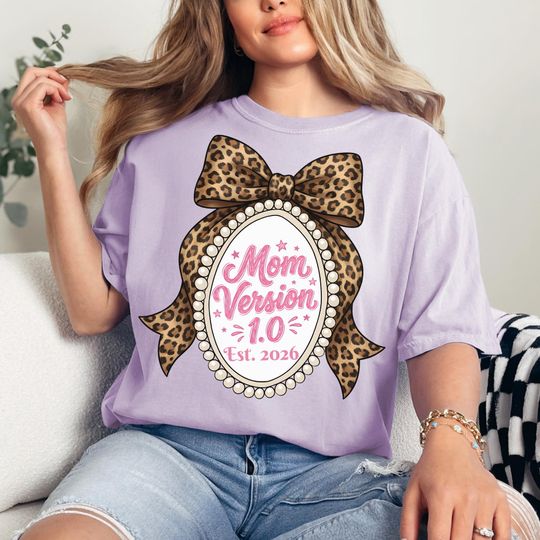 Discover Custom First Time Mom Shirt Mama Est 2026 Tee In My Pregnant Reveal Era Coquette Leopard First Personalized New Mom Tee Mother's Day Gift