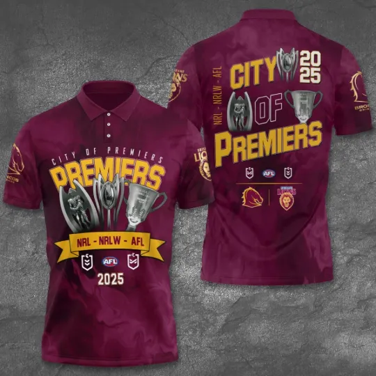 Discover Brisbane Broncos x Brisbane Lions Premiers 2025 3D Polo Shirt