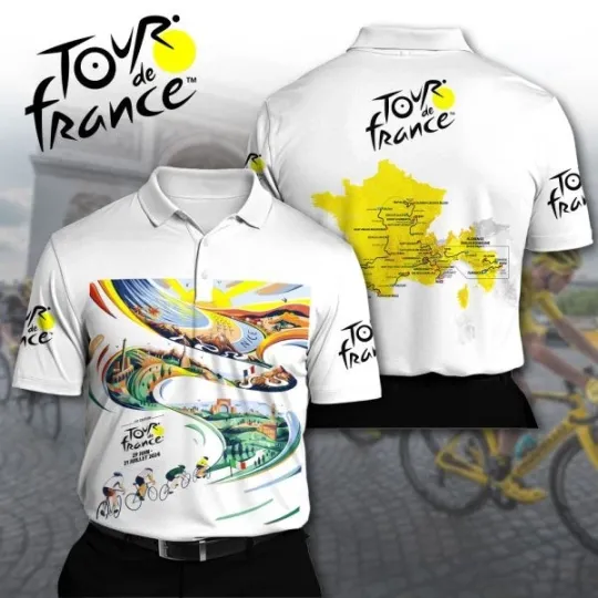 Discover Tour de France Racing 3D Polo Shirt 2025 for Fans