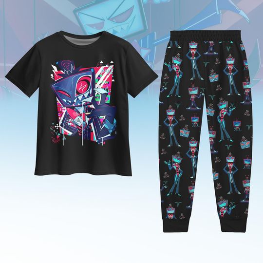 Hazbin Hotel Vox Pajamas Set, Alastor Charlie Morningstar T-Shirt, Hazbin Valentine Holiday Pajamas, Animated Love Gifts For Fans