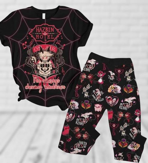 Discover Hazbin Hotel Pajamas Set, Alastor Hazbin T-Shirt And Pants, Angel Dust Christmas Pajamas, Hazbin Fans Women Pajamas, Anime Movie Lover