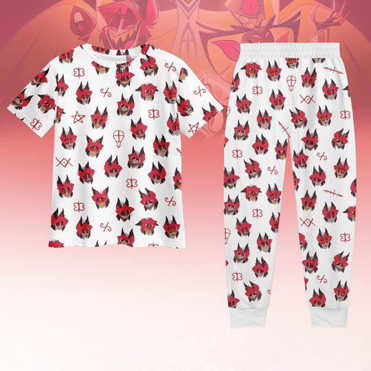 Discover Alastor Hazbin Hotel Pajamas Set, Charlie Morningstar T-Shirt, Hazbin Movie Holiday Pajamas, Animated Love Tee, Cartoon Gifts For Fans