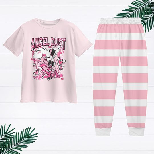 Discover Haz.bin Hotel Pajamas Set, Angel Dust Shirt, Cute Anime Womens Pajamas, Funny Pajamas For Party, Angel Dust Holiday Pjs, Gift For Fan