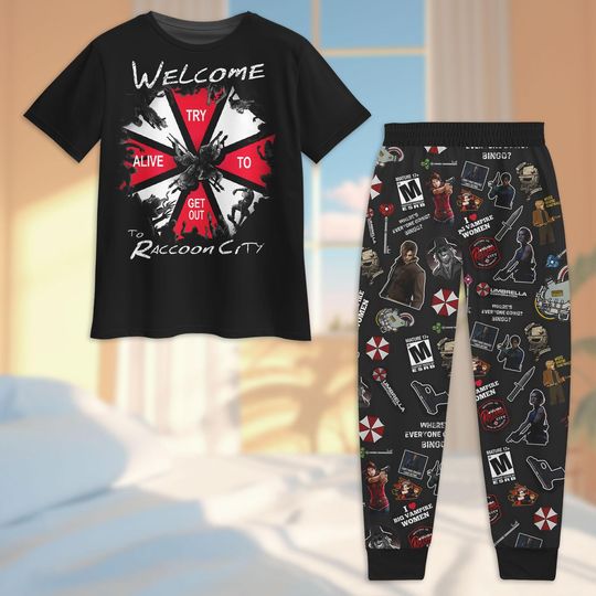 Discover Raccoon City Pajamas, Umbrella Corporation Pajamas Set, Resident Evil Pj Set, Resident Evil Women Pajamas, Resident Evil Gift