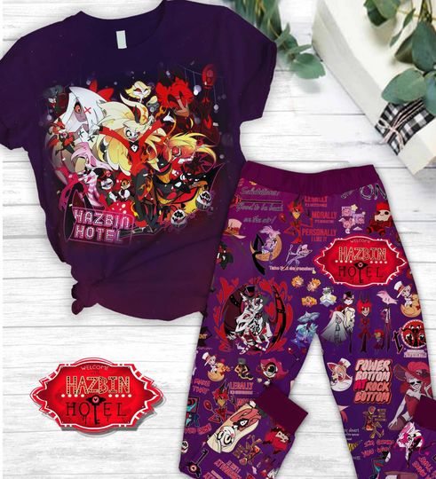 Discover Hazbin Hotel Pajamas Set, Hazbin Hotel Shirt, Alastor Hazbin Women Pajamas, Hazbin Hotel Holiday Pajamas, Alastor Pajamas Pants