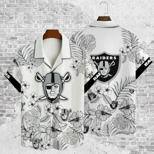 Discover Las Vegas Raiders Monochrome Bloom Hawaiian Shirt