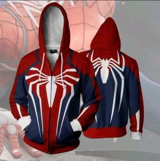 Discover PS4 Spider-Man Advanced Hoodie, Spiderman Cosplay Sweatshirt for Adults