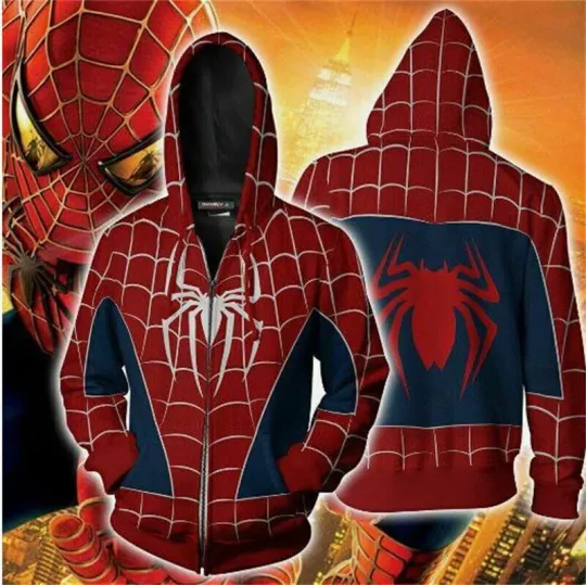 Discover PS4 Raimi Spider-Man Hoodie 3D Zip Hoodie Spiderman Sweatshirt Halloween Cosplay Costume