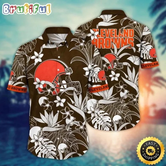 Discover Cleveland Browns Flower Vacation Mood Hawaiian Shirt For football Fans