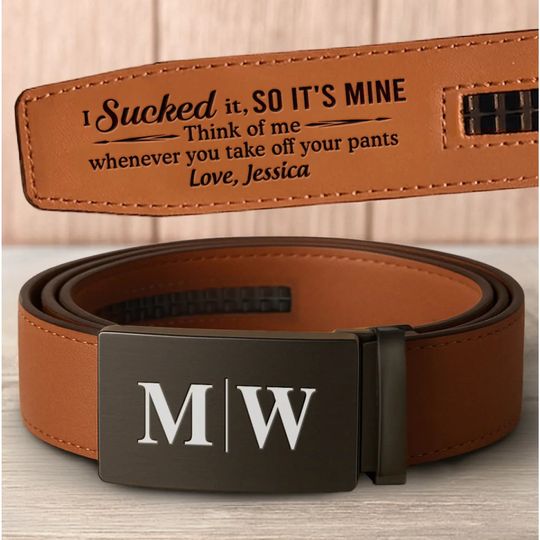 Discover Love Built To Last - Couple Personalized Leather Belt With Buckle