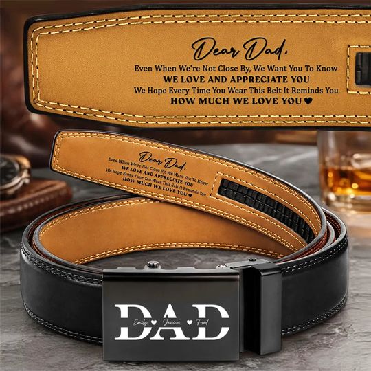 Discover It Reminds You How Much We Love You Dad Papa - Personalized Leather Belt With Buckle