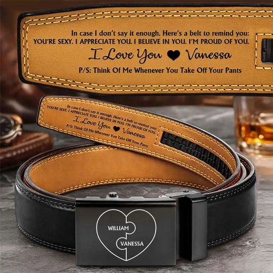 Discover A Belt To Remind You I'm Proud Of You - Gift For Husband, Boyfriend, Personalized Leather Belt With Buckle