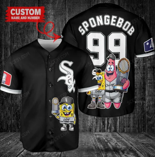 Chicago White Sox x SpongeBob SquarePants with Trophy Custom Baseball Jersey