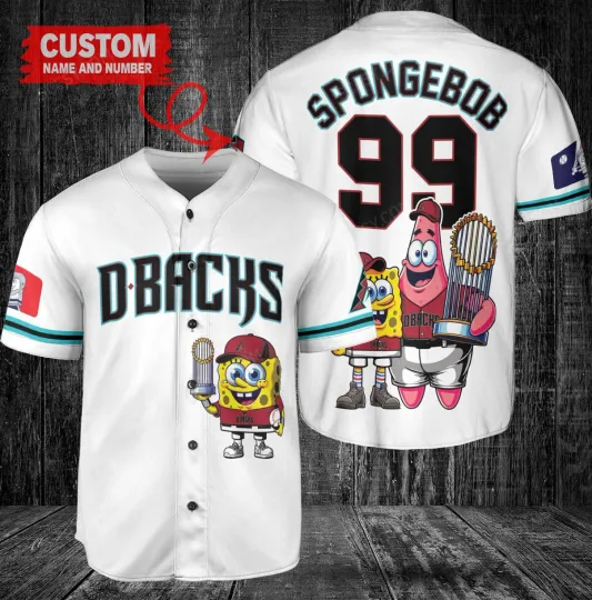 Arizonna Diamondbacks x SpongeBob SquarePants with Trophy Custom Baseball Jersey