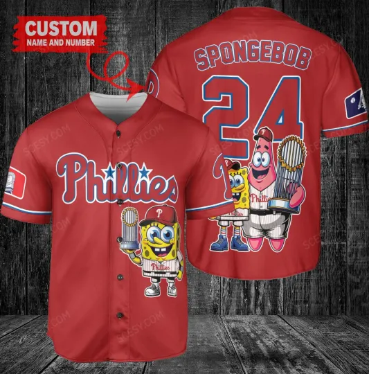Philadelphia Phillies x SpongeBob SquarePants with Trophy Custom Baseball Jersey