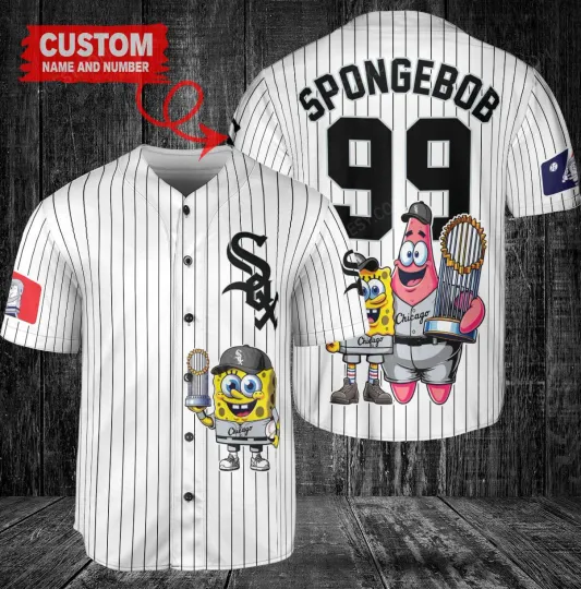 Discover Chicago White Sox x SpongeBob SquarePants with Trophy Custom Baseball Jersey