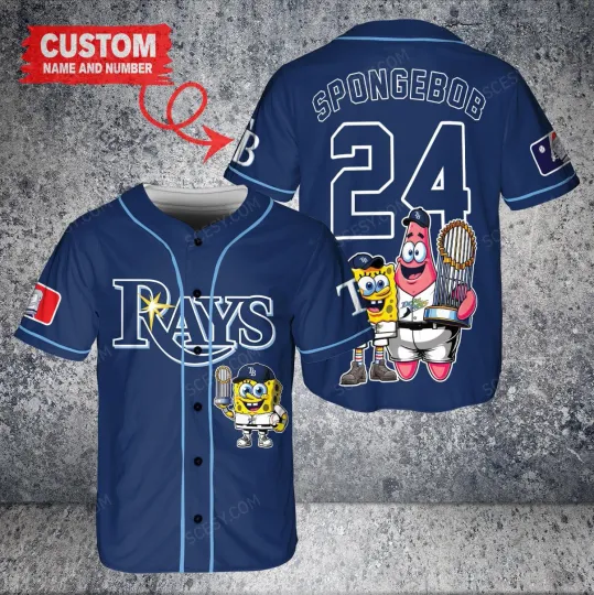 Tampa Bay Rays x SpongeBob SquarePants with Trophy Custom Baseball Jersey