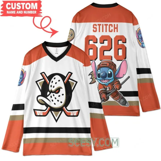Discover Anaheim Ducks x Lilo & Stitch Custom Hockey Jersey