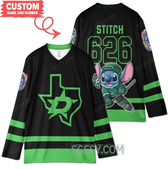 Dallas Stars x Lilo & Stitch Custom Hockey Jersey
