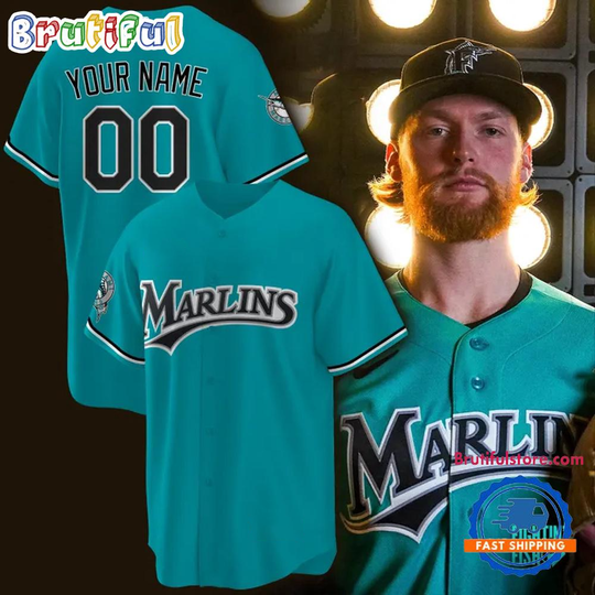 Miami Marlins Teal Alternate Stadium Custom Baseball Jersey
