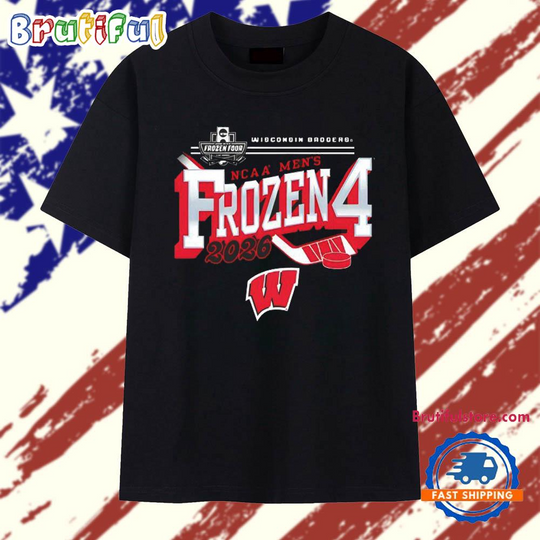 Discover Wisconsins Badge 2026 Men’s Ice Hockey Frozen Four T Shirt