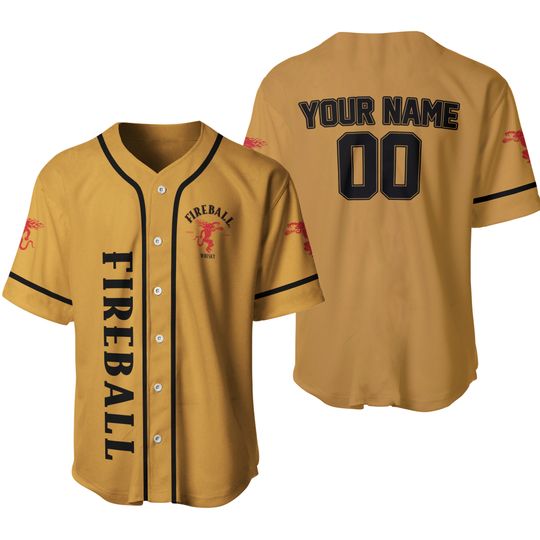 Custom Fireball Whisky Baseball Jersey, Fireball Baseball Shirt, Fireball Jersey Shirt, Whisky Shirt For Men Women, Fireball Lover Gift