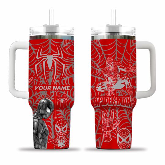 Custom Spider-Man Tumbler 40Oz, Spiderman Coffee Tumbler, Spider Man Insulated Tumbler, Spidey Tumbler, Superhero Cartoon Cup