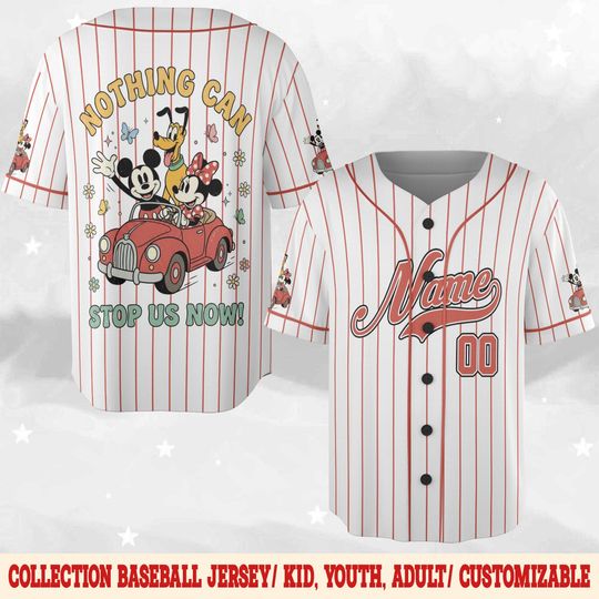 Discover Personalized Disney Mickey & Minnie's Runaway Railway Baseball Jersey, Nothing Can Stop Us Now Kids Youth Adult Baseball Team D2OG08