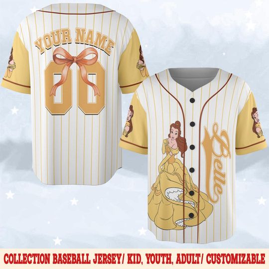 Discover Custom Disney Princess Belle Beauty and the Beast, Custom Kid Youth Adult Disney Baseball Jersey,Disney Princess Girl Trip Matching G5SG22-4
