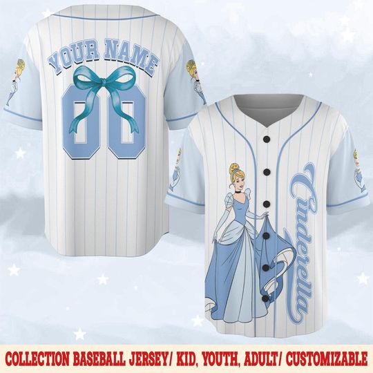 Discover Custom Princess Cinde Baseball Jersey,Custom Name and Number Cinde Baseball Jersey,Disney Princess Kid Youth Adult Jersey G5SG22-5