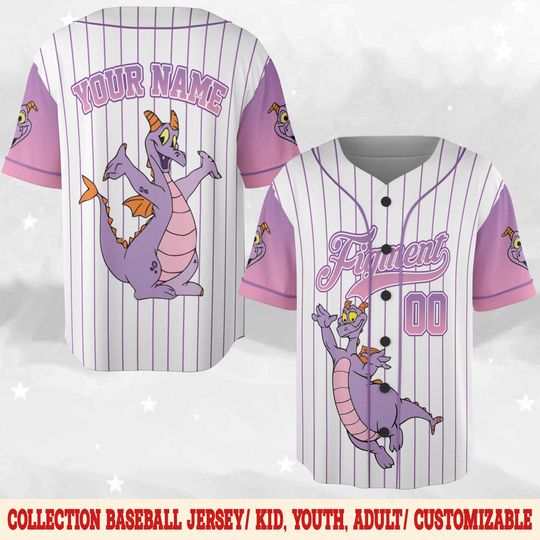 Discover Personalized Figment Baseball Jersey, Custom Disney Figment Little Spark Shirt, Matching Disney Trip Outfit, Disney Birthday Gift D2OE27