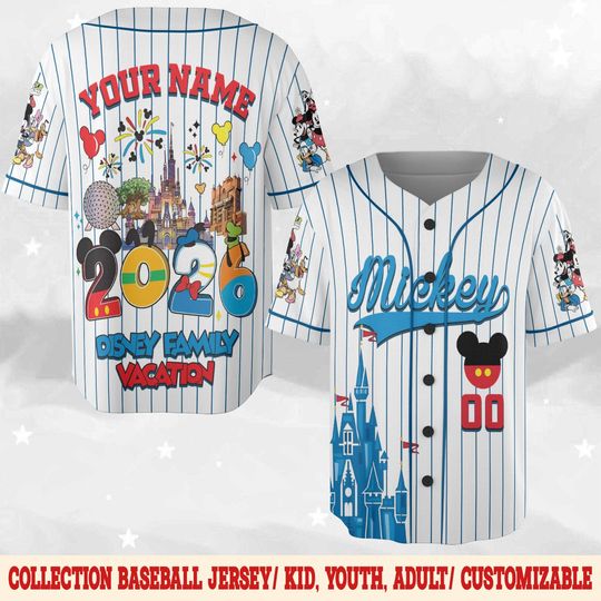 Discover Custom Disney Baseball Jersey Team Disneyland, Kid Youth Adult Disney Shirt, Disneyworld Trip Outfit, Gift for Disney Fans