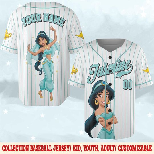 Discover Custom Disney Princess Jasmine Aladdin Jersey, Disney Kid Adult Jersey, Gift For Baseball Fan Disney Princess Matching