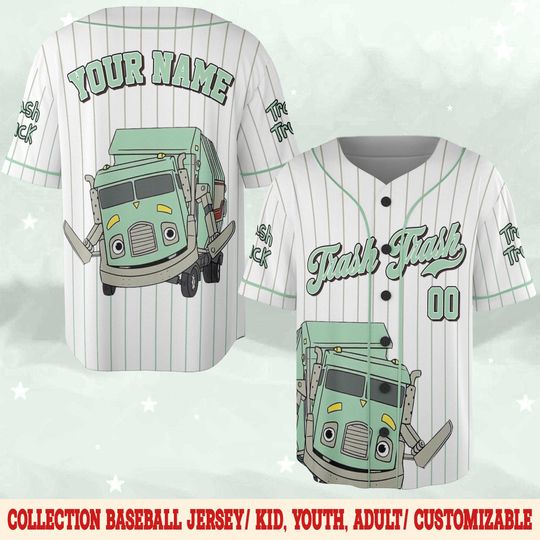 Personalized Trash Truck Baseball Jersey, Hank Trash Truck Group Kid Youth Adult Baseball Team, Trash Truck Family Matching Tee