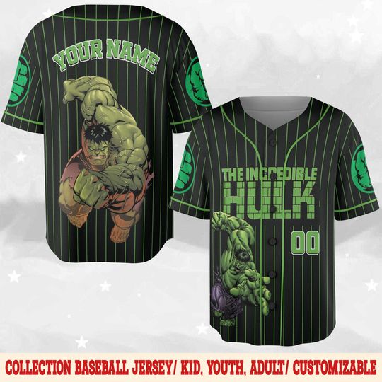 Discover Personalized The Hulk Baseball Jersey, Custom Disney The Hulk Baseball Shirt, Matching Disney Trip Outfit, Disney Birthday Gift C1NK01
