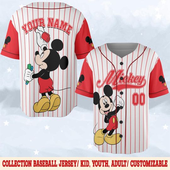 Discover Personalize Disney Mickey Mouse Jersey, Custom Disneyland Jersey, Baseball Team, Mickey Mouse Birthday, Gift for Disney Fans