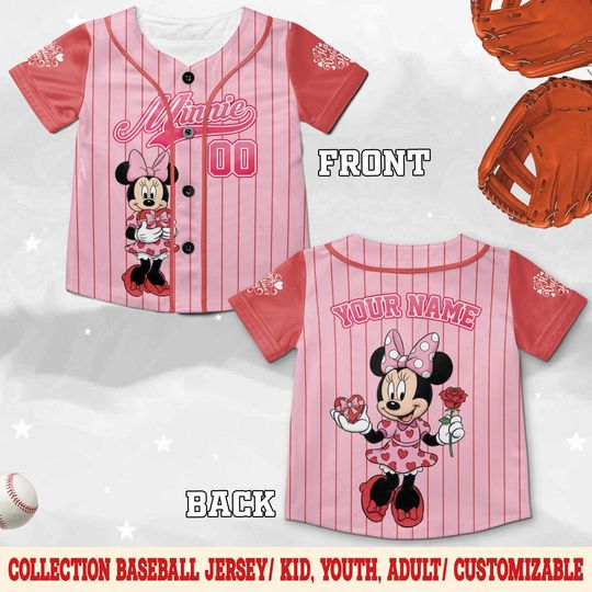 Discover Disney Mickey and Friends Valentine Baseball Jersey, Custom Minnie Mouse Valentine Shirt, Matching Family Jersey, Valentine Gift JCUK10-5