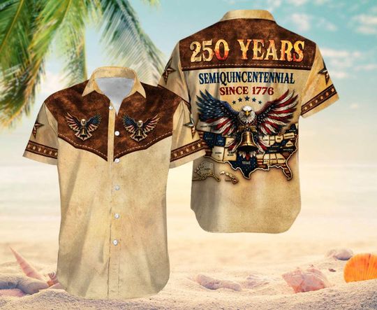 Discover USA 250th Anniversary Hawaii Shirt, 1776-2026 Patriotic Eagle Button Down, American Flag Fireworks Tropical Shirt, Independence Day Gift