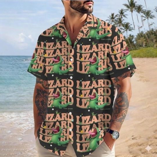 Discover Tom Lizard Hoppers Cartoon Hawaiian Shirt, Tropical Movie Character Aloha Shirt, Kids Youth Disneyland Trip Outfit Disneytrip Summer 2026