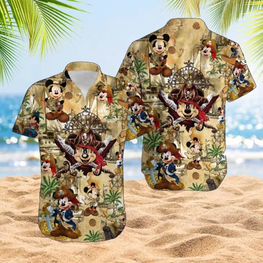 Discover Disney Summer Beach Mickey Pirates Of Caribbean Disney Aloha Hawaiian Shirt