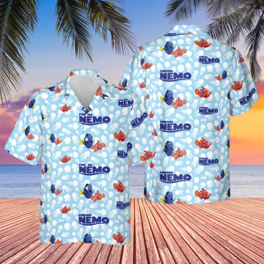 Discover Disney Finding Nemo Ocean Theme Blue Unisex Hawaiian Shirt