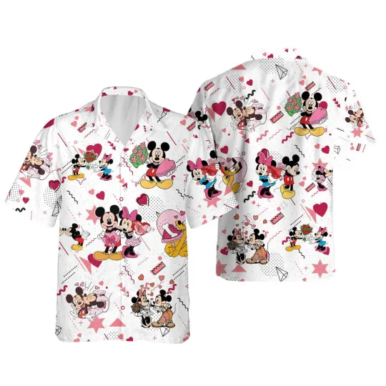 Discover Disney Mickey And Minnie Couple Be Mine Happy Valentine's Day Hawaiian Shirt