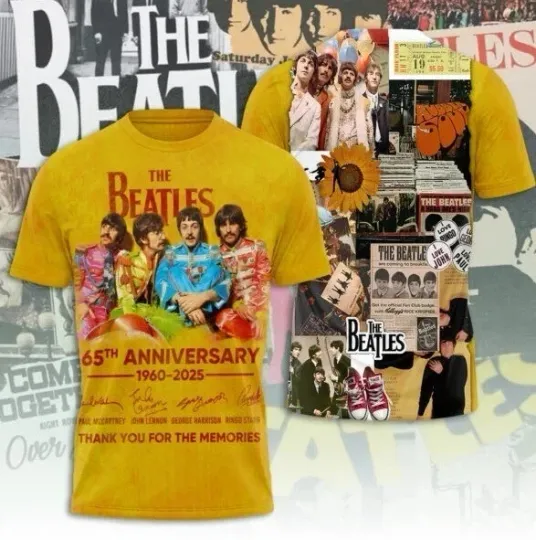 Discover The Beatles 65Th Anniversary Signatures 3D T-Shirt Unisex All Size