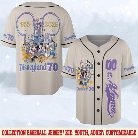 Discover Custom Disneyland 70th Anniversary Baseball Jersey, Mickey & Friends 70 Years of Magic Family Kid Youth Adult Baseball Team