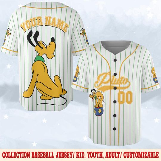 Custom Disney Baseball Jersey,Mickey Minnie Donald Daisy Goofy Pluto Shirt,Personalize Name Number, Kid Youth Adult Disney Baseball